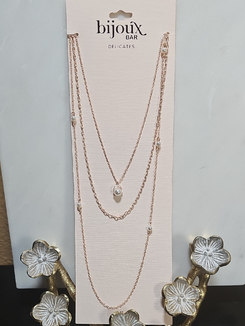 bijoux Bar Delicates Rose Gold Layered Pearl Necklace